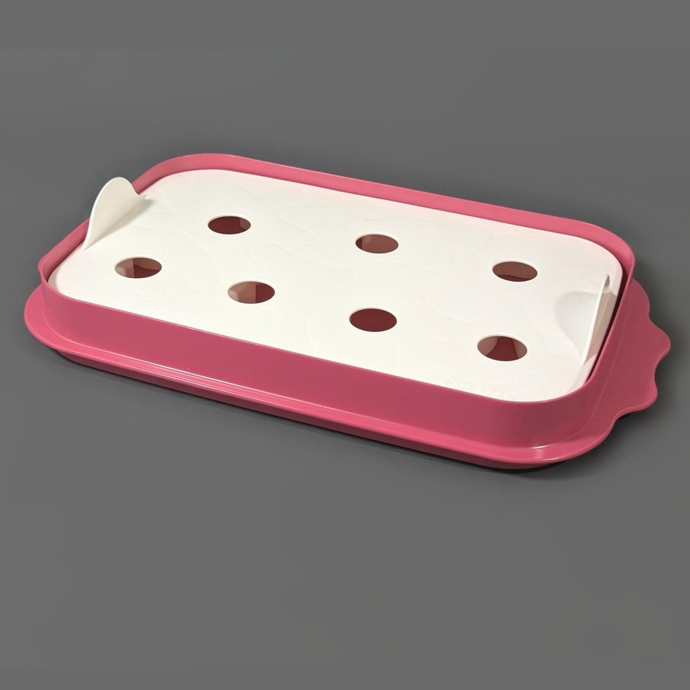Tupperware Animal Cookie Cutter Sheet Pink Tray White 8 Shapes 2533A-2 USA